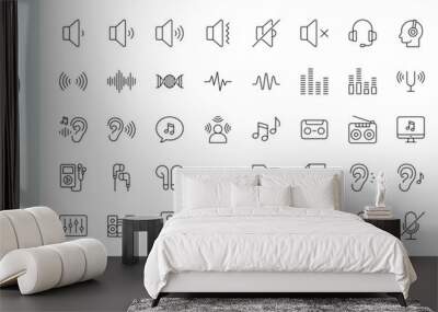 Audio Line Editable Icons set. Audio icons Pixel perfect.  Wall mural