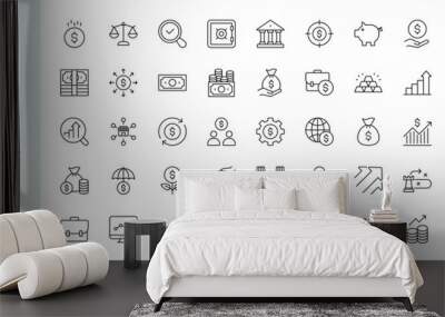 investment Line Editable Icon Set Wall mural