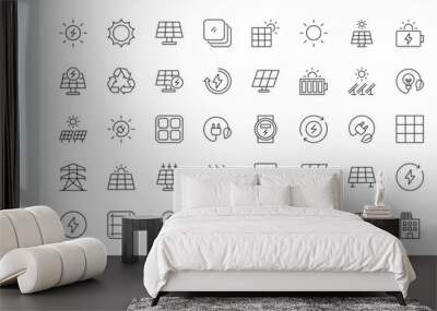 Solar Energy Line Editable Icons set. Solar Energy  icons Pixel perfect. solar panels, sun, generator, energy, Wall mural