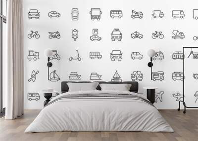 Vehicle Line Editable Icon set Wall mural