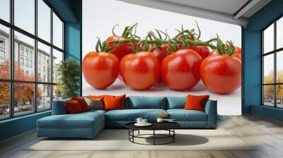 bunch of tomatoes on a white background Wall mural