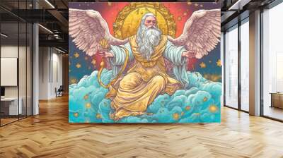 Christian god in the sky holy faith - by generative ai Wall mural