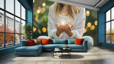 Reiki spiritual hand healing energy wellness - by generative ai Wall mural