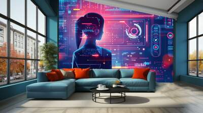 technology cyberpunk futuristic web 3 software network business - by generative ai Wall mural