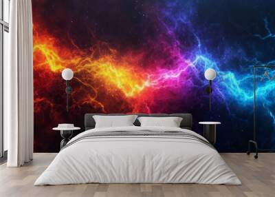 A bold composition of glowing data flow and explosion, lights, energetic backround, colorful Wall mural