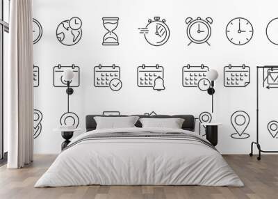 Set of time, location and date icons set. Address icon. Vector Wall mural