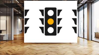 Traffic light set. Traffic control light with green, yellow and red Wall mural