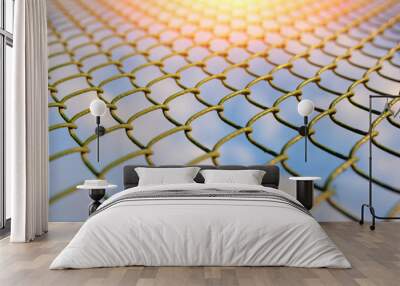 fence with metal grid in perspective Wall mural