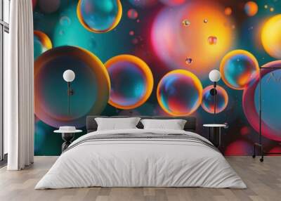 a colorful abstract background with circles and bubbles Wall mural