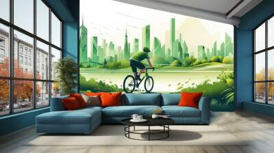 a modern illustration about cycling Wall mural