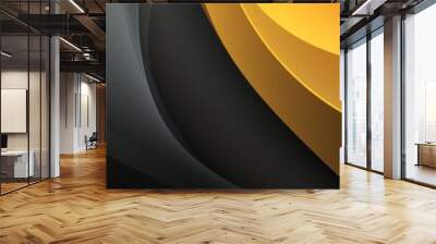 Charcoal Gray and Mustard Yellow background Abstract background waves Wall mural