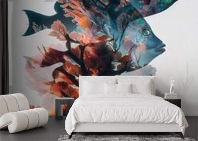 fish and coral reef in the ocean Wall mural