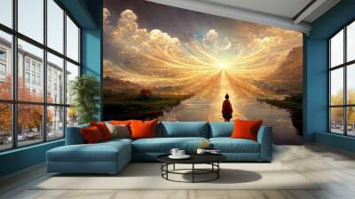 Abstract concept landscape of gratitude and  mindfulness v6 Wall mural