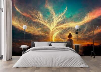 Ancient ethereal concept of spirit and quantum energy Wall mural