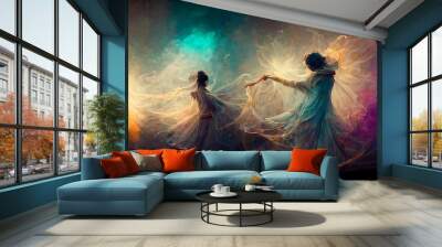 Ethereal whimsical dancing between 2 soulmates  Wall mural