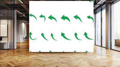 Icon set of green arrow pointers. Icons flat vector illustrations isolated on transparent background Wall mural