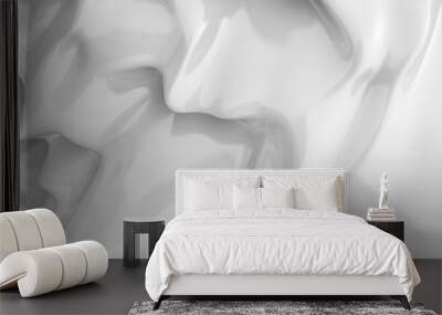 White smooth glossy abstract elegant liquid background. White lava, cream, latex, lacquer, varnish wave. Wall mural