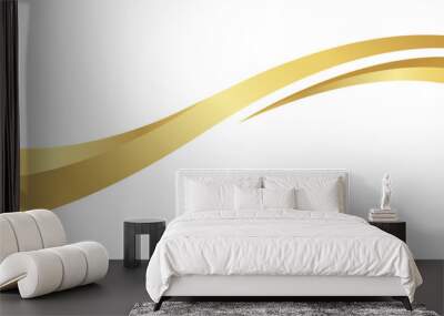 gold wave curve, golden wave corner shape for element, stripes ribbon golden graphic, striped gold Wall mural