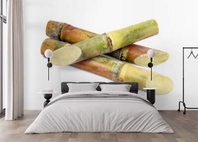 Sugar cane, Cane, Sugarcane piece fresh, Sugar cane on white background, Sugarcane fresh Wall mural