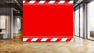 warning sign red white stripe frame template background copy space, red banner frame striped awning, red white stripe frame for advertising promotion special sale discount on media online products Wall mural