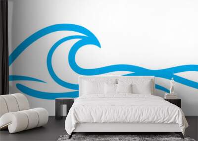 water waves ocean graphic symbol, light blue color, water ripples light blue, ocean sea surface for banner background, aqua flowing graphic Wall mural