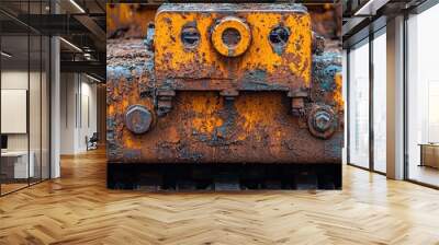 Rusty Yellow Construction Equipment Detail Wall mural