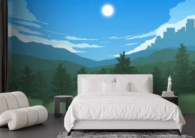 forest landscape illustration Wall mural