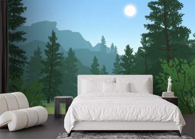 forest landscape illustration Wall mural