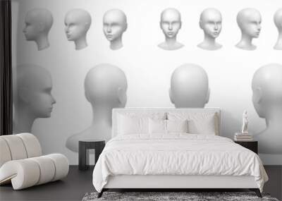 Isolated vector set of faceless mannequin busts and heads. Wall mural