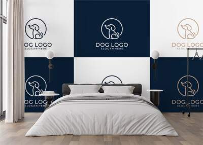 dog cat pet logo vector icon line art outline design Wall mural