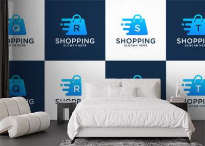 Letter q r s t shopping store logo design template  Wall mural