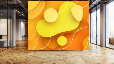 Abstract background with flowing liquid shapes in paper cut style. Modern minimal vivid composition . Wall mural