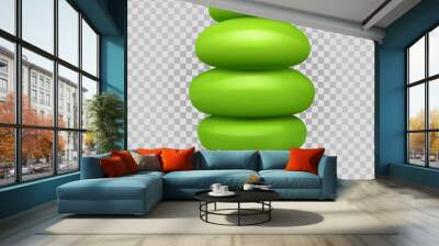 Realistic cartoon green tree isolated on transparent background. Sweet design children element. Beautiful vector illustration. Wall mural