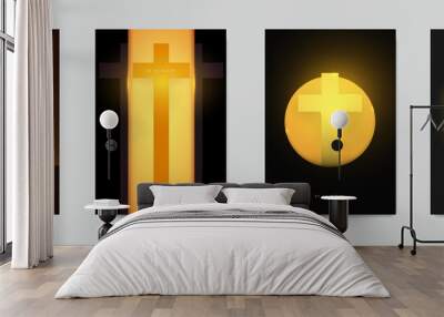 Set of creative modern religious concept with christian cross. Template background for covers, invitations, posters, banners, flyers, placards. Colorful vector illustration. Wall mural