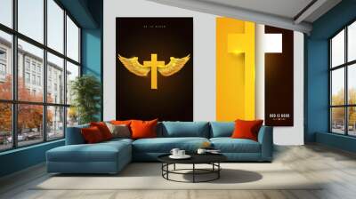 Set of creative modern religious concept with christian cross. Template background for covers, invitations, posters, banners, flyers, placards. Colorful vector illustration. Wall mural