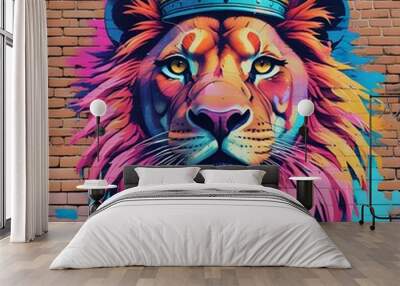 lion head of the wall Wall mural