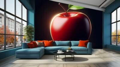 red apple on black background Wall mural