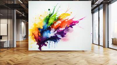 Bright abstract watercolor drawing on a paper image Generative AI Wall mural