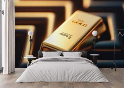 A gold bar in the middle of a maze, symbolizing the pursuit of wealth Wall mural