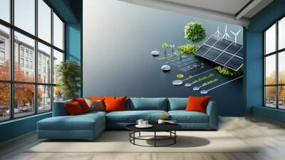 A sleek infographic showing different renewable energy sources with percentage breakdowns Wall mural