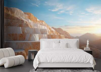 Dynamic shot of quarry operations with multiple machines Wall mural