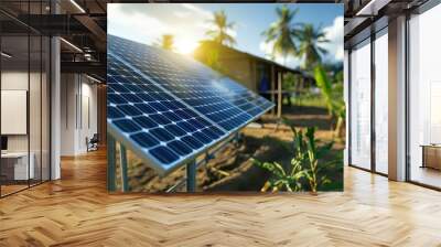 Solar-powered water purification system in a rural village Wall mural