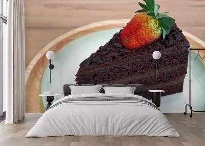 Chocolate cake and a strawberries Wall mural