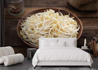 bean sprout in wood bowl food background Wall mural