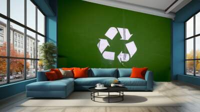 Green Bin Recycling with white symbol Wall mural