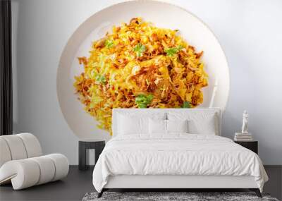 chicken biryani dish on a white background Wall mural