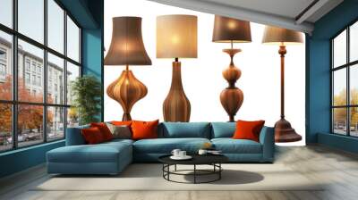 Collection of modern floor lamps for apartment isolated on transparent or white background Wall mural