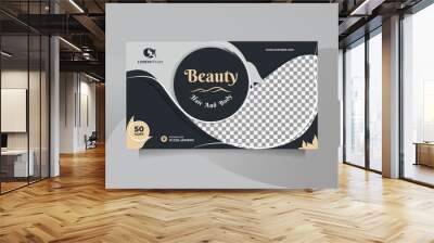 Landscape social media banner design for creative and modern beauty skin treatment center promotion. Vector template can be used for promotion of beauty products, fashion, cosmetic, something natural Wall mural