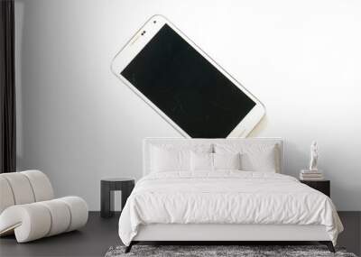 white old phone on a white background Wall mural