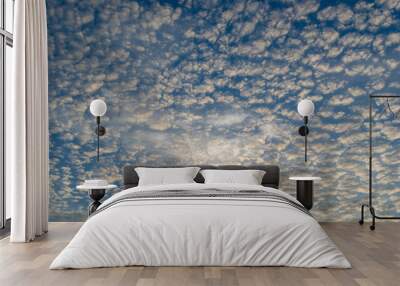 Evening sky with lots small clouds - natural background.. Wall mural